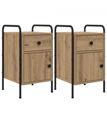 vidaXL Bedside Cabinet 2 pcs Artisan Oak 35 x 36.5 x 61 cm