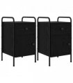 vidaXL Bedside Cabinet 2 pcs Black Oak 35 x 36.5 x 61 cm