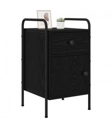 vidaXL Bedside Cabinet 2 pcs Black Oak 35 x 36.5 x 61 cm
