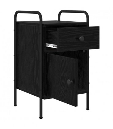 vidaXL Bedside Cabinet 2 pcs Black Oak 35 x 36.5 x 61 cm