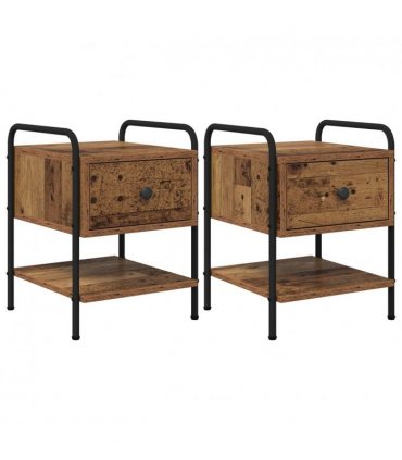 vidaXL Bedside Cabinet 2 pcs Old Wood 35 x 36.5 x 47 cm