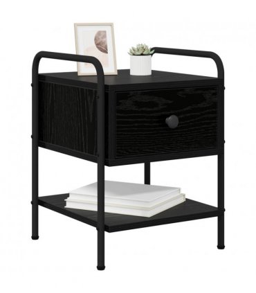 vidaXL Bedside Cabinet Black Oak 35 x 36.5 x 47 cm Engineered Wood