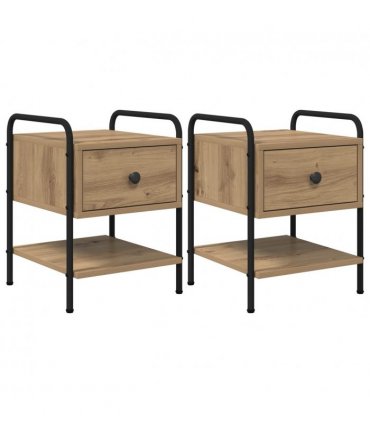 vidaXL Bedside Cabinet 2 pcs Artisan Oak 35 x 36.5 x 47 cm