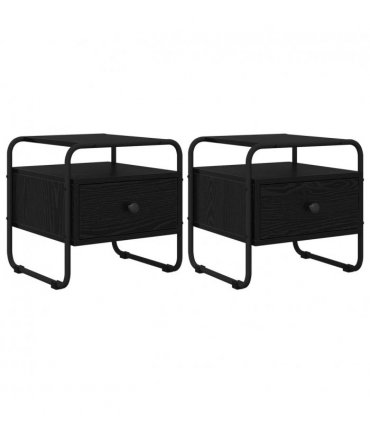 vidaXL Bedside Cabinet 2 pcs Black Oak 40 x 39.5 x 40 cm
