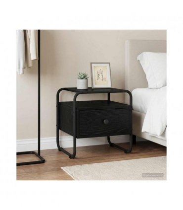 vidaXL Bedside Cabinet Black Oak 40 x 39.5 x 40 cm Engineered Wood