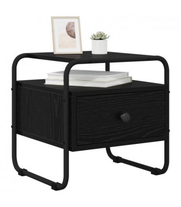 vidaXL Bedside Cabinet Black Oak 40 x 39.5 x 40 cm Engineered Wood