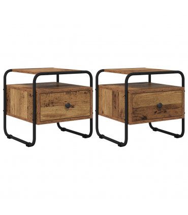 vidaXL Bedside Cabinet 2 pcs Old Wood 40 x 39.5 x 40 cm