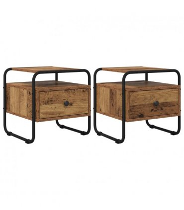 vidaXL Bedside Cabinet 2 pcs Old Wood 40 x 39.5 x 40 cm