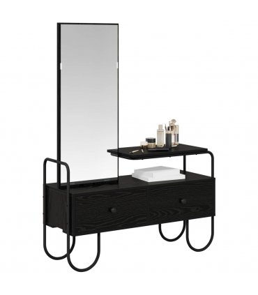 vidaXL Dressing Table Black Oak 100 x 36.5 x 136 cm Engineered Wood