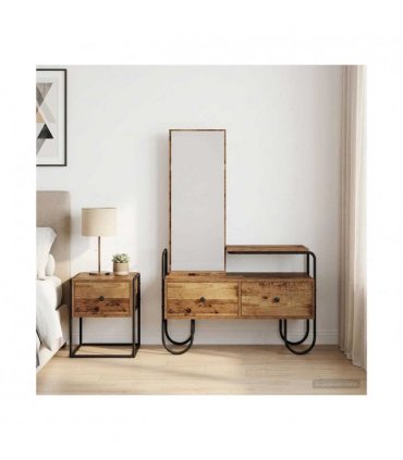 vidaXL Dressing Table Old Wood 100 x 36.5 x 136 cm Engineered Wood