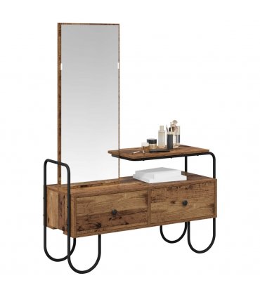 vidaXL Dressing Table Old Wood 100 x 36.5 x 136 cm Engineered Wood