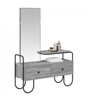vidaXL Dressing Table Grey Sonoma 100 x 36.5 x 136 cm Engineered Wood