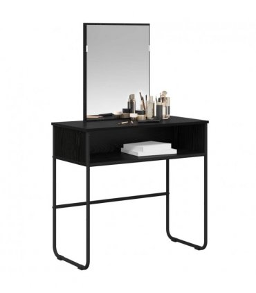 vidaXL Dressing Table Black Oak 81 x 40 x 131 cm Engineered Wood