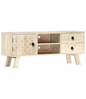 vidaXL TV Cabinet 110x30x44 cm Solid Mango Wood — Size: 110 x 30 x 44 cm