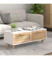 vidaXL Coffee Table White 80x40x30 cm Engineered Wood&Solid Wood Pine