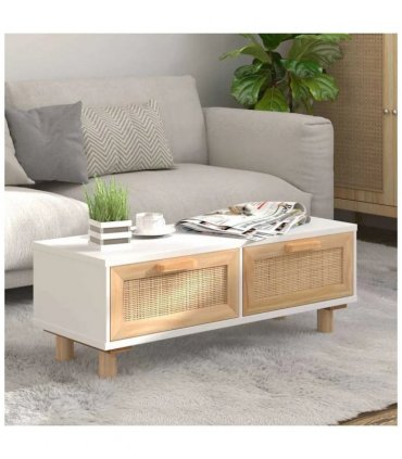 vidaXL Coffee Table White 80x40x30 cm Engineered Wood&Solid Wood Pine