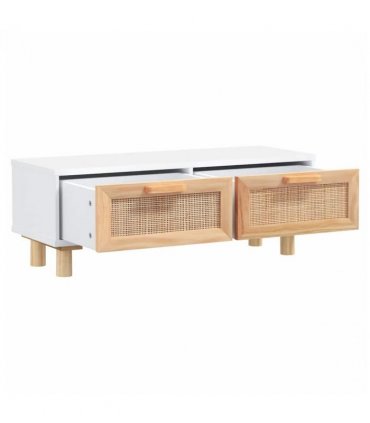 vidaXL Coffee Table White 80x40x30 cm Engineered Wood&Solid Wood Pine