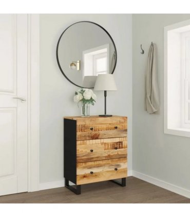 vidaXL Sideboard 60x33x75 cm Solid Wood Mango — Colour: Black