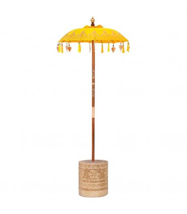 vidaXL Balinese Parasol with Base Yellow 95 x 95 x 260 cm — Model: with natural base