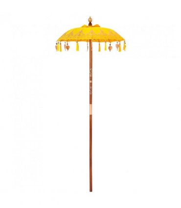vidaXL Balinese Parasol with Base Yellow 95 x 95 x 260 cm — Model: with natural base