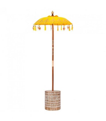 vidaXL Balinese Parasol with Base Yellow 95 x 95 x 260 cm — Model: with white washed base