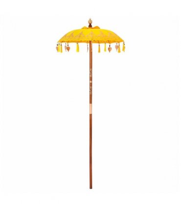 vidaXL Balinese Parasol with Base Yellow 95 x 95 x 260 cm — Model: with white washed base