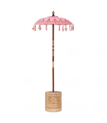 vidaXL Balinese Parasol with Base Pink 95 x 95 x 260 cm — Model: with natural base