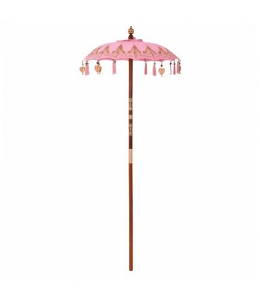 vidaXL Balinese Parasol with Base Pink 95 x 95 x 260 cm — Model: with natural base