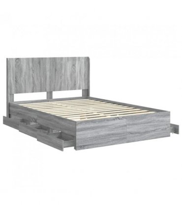 vidaXL Bed Frame with Storage and Headboard Grey Sonoma 160 x 200 cm — V0672245610