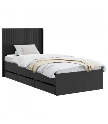 vidaXL Bed Frame with Storage and Headboard Black 90 x 200 cm — V0672245616