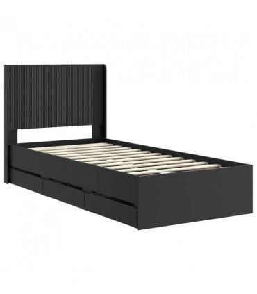vidaXL Bed Frame with Storage and Headboard Black 90 x 200 cm — V0672245616