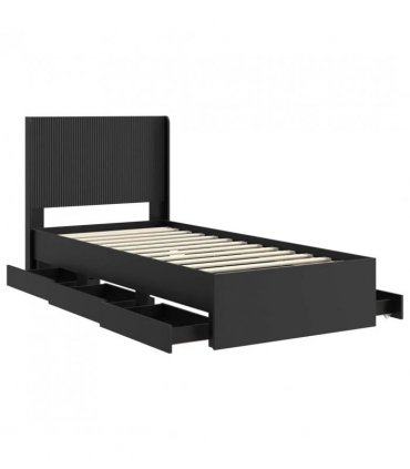 vidaXL Bed Frame with Storage and Headboard Black 90 x 200 cm — V0672245616