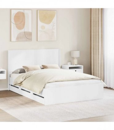 vidaXL Bed Frame with Storage and Headboard White 160 x 200 cm — V0672245617