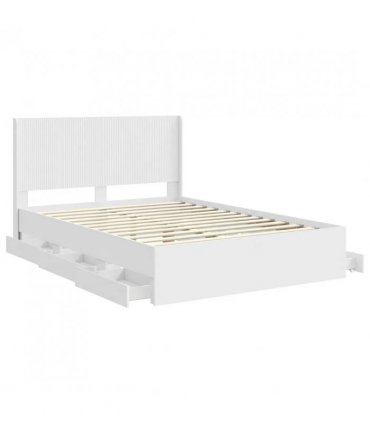 vidaXL Bed Frame with Storage and Headboard White 160 x 200 cm — V0672245617