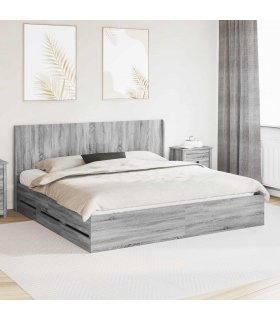 vidaXL Bed Frame with Storage and Headboard Grey Sonoma 180 x 200 cm — V0672245620