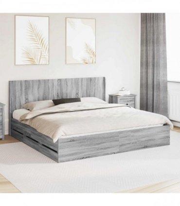 vidaXL Bed Frame with Storage and Headboard Grey Sonoma 180 x 200 cm — V0672245620