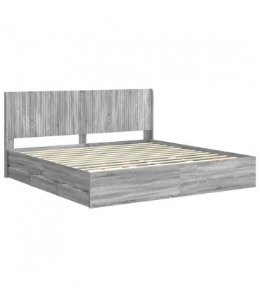 vidaXL Bed Frame with Storage and Headboard Grey Sonoma 180 x 200 cm — V0672245620