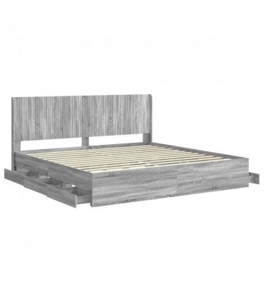 vidaXL Bed Frame with Storage and Headboard Grey Sonoma 180 x 200 cm — V0672245620