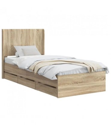 vidaXL Bed Frame with Storage and Headboard Sonoma Oak 75 x 190 cm — V0672245638