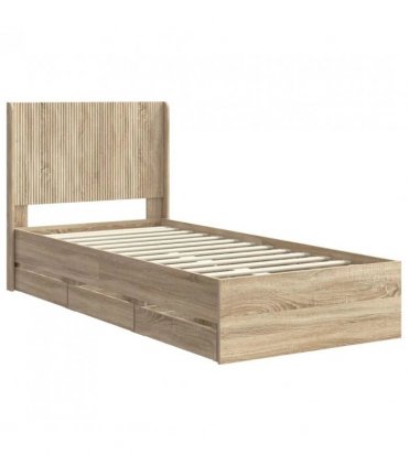 vidaXL Bed Frame with Storage and Headboard Sonoma Oak 75 x 190 cm — V0672245638