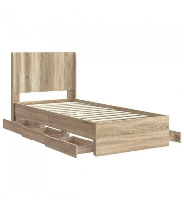 vidaXL Bed Frame with Storage and Headboard Sonoma Oak 75 x 190 cm — V0672245638