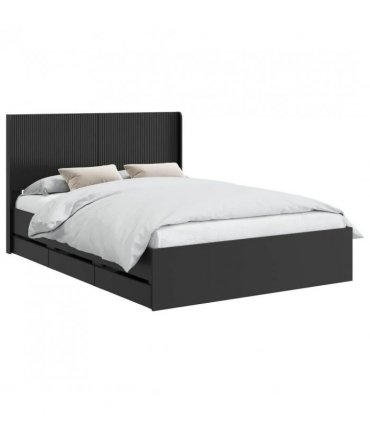 vidaXL Bed Frame with Storage and Headboard Black 160 x 200 cm