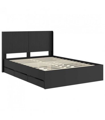 vidaXL Bed Frame with Storage and Headboard Black 160 x 200 cm