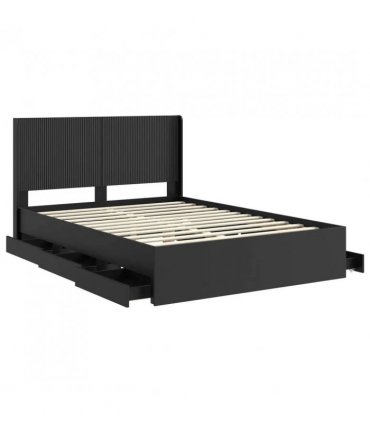 vidaXL Bed Frame with Storage and Headboard Black 160 x 200 cm