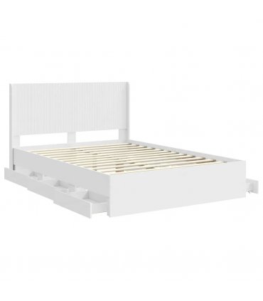 vidaXL Bed Frame with Storage and Headboard White 150 x 200 cm — V0672245659