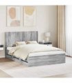 vidaXL Bed Frame with Storage and Headboard Grey Sonoma 140 x 200 cm — V0672245665