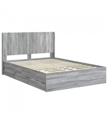 vidaXL Bed Frame with Storage and Headboard Grey Sonoma 140 x 200 cm — V0672245665