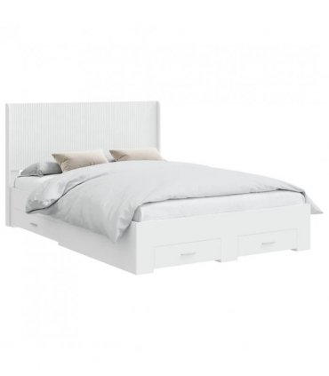 vidaXL Bed Frame with Storage and Headboard White Engineered Wood — Size: 160 x 200 cm