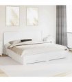 vidaXL Bed Frame with Storage and Headboard White Engineered Wood — Size: 180 x 200 cm