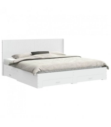 vidaXL Bed Frame with Storage and Headboard White Engineered Wood — Size: 180 x 200 cm